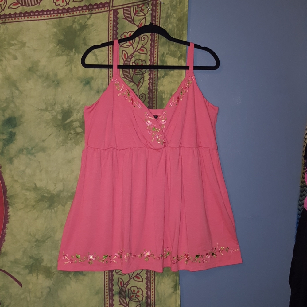 Torrid peach floral embroidered blouse